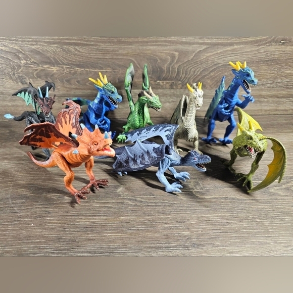 Unbranded Other - Lot Of 8 Detailed Fantasy Medieval DRAGON Figures PVC Toy